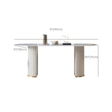Contemporary Sintered Stone Dining Table Oval Double Pedestal Table for Home Use Clearhalo 'Dining Tables & Seating' 'Dining Tables' 'dining_table' 'furn' 'furn_dining_table' 'Furniture' 'Kitchen & Dining Furniture' 6347322