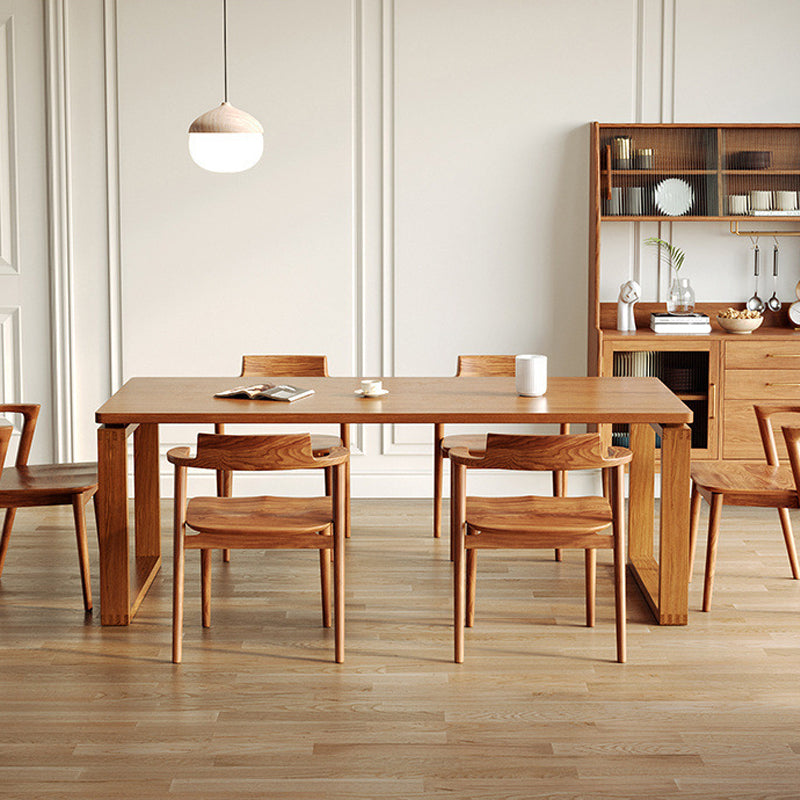 Glam Dining Wood Table Rectangle Table with Wooden Legs for Home Use 63"L x 31.5"W x 29.5"H Without Chairs Clearhalo 'Dining Tables & Seating' 'Dining Tables' 'dining_table' 'furn' 'furn_dining_table' 'Furniture' 'Kitchen & Dining Furniture' 6347342