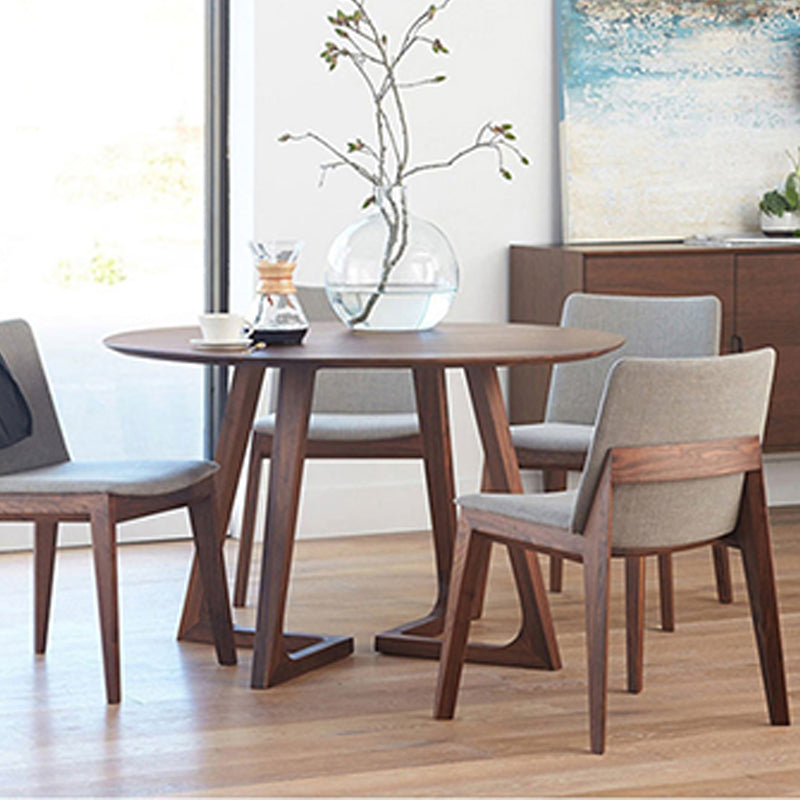 Round Double Base Dining Table Modern Pine Wood Table for Kitchen Dark Walnut 55.1"L x 55.1"W x 29.5"H Without Chairs Clearhalo 'Dining Tables & Seating' 'Dining Tables' 'dining_table' 'furn' 'furn_dining_table' 'Furniture' 'Kitchen & Dining Furniture' 6347358