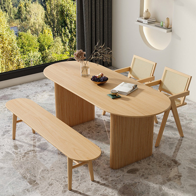 Modern Dining Table Wooden Oval Table with Wooden Legs for Home Use