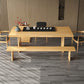 Glam Style Dining Wooden Table Rectangle Table with Wooden Legs for Home Use