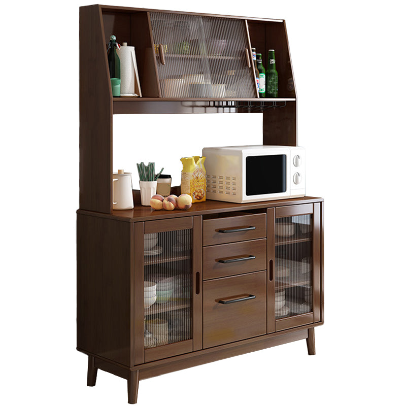 Modern Style Buffet Sideboard Solid Wood Sideboard with Cabinets 47"L x 16"W x 66"H Walnut Clearhalo 'buffet_sideboard' 'Buffets & Sideboards' 'furn' 'furn_buffet_sideboard' 'Furniture' 'Kitchen & Dining Furniture' 6347494