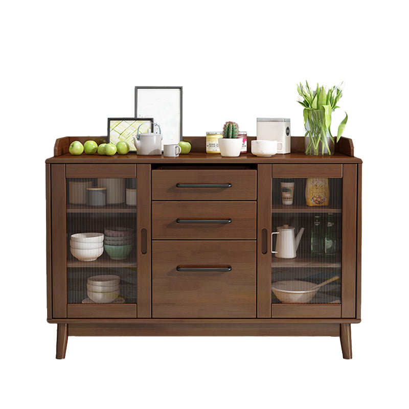 Modern Style Buffet Sideboard Solid Wood Sideboard with Cabinets 47"L x 16"W x 31"H Walnut Clearhalo 'buffet_sideboard' 'Buffets & Sideboards' 'furn' 'furn_buffet_sideboard' 'Furniture' 'Kitchen & Dining Furniture' 6347496