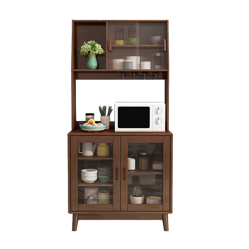 Modern Style Buffet Sideboard Solid Wood Sideboard with Cabinets 31.5"L x 16"W x 66"H Walnut Clearhalo 'buffet_sideboard' 'Buffets & Sideboards' 'furn' 'furn_buffet_sideboard' 'Furniture' 'Kitchen & Dining Furniture' 6347498