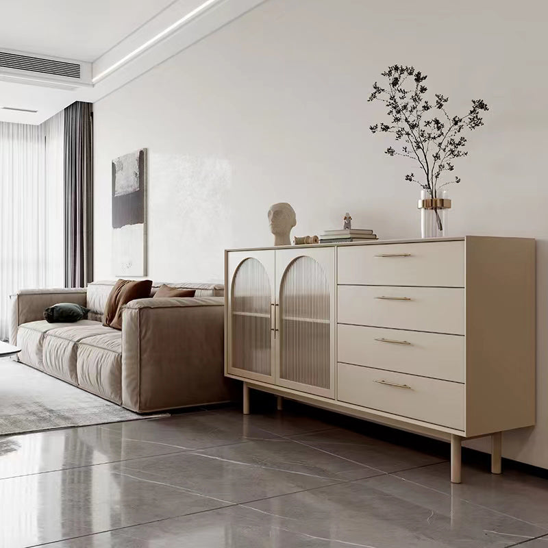 Buffet de buffet glamour 4 tiroirs et armoires de porte portes en verre buffet buffet buffet