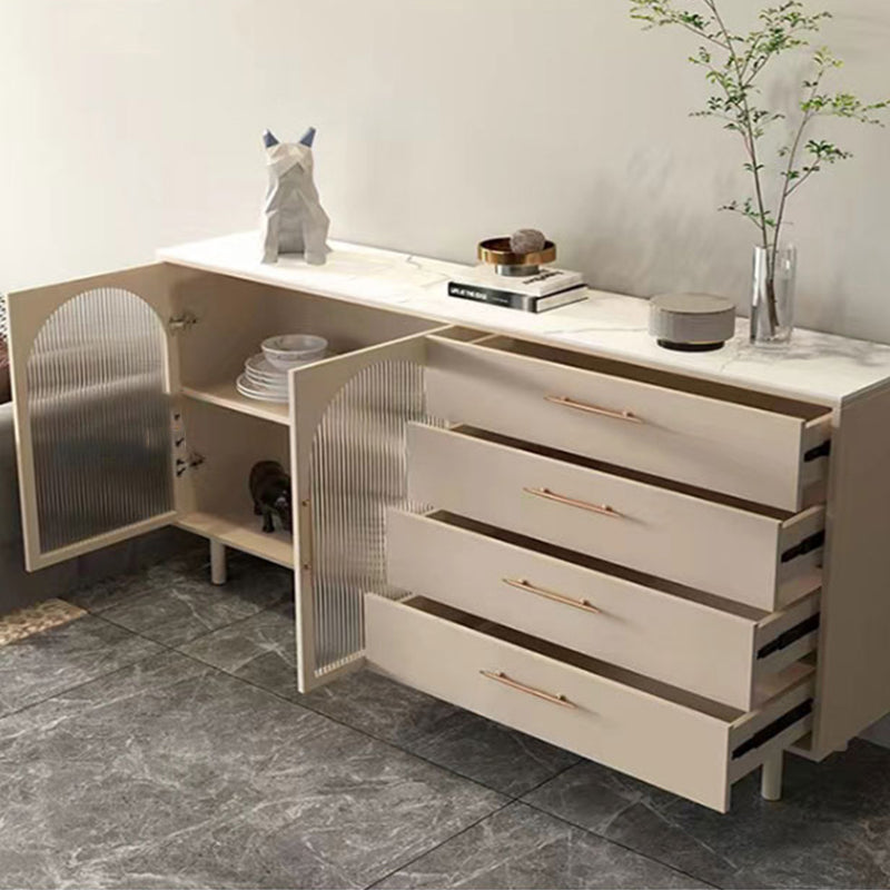 Buffet de buffet glamour 4 tiroirs et armoires de porte portes en verre buffet buffet buffet
