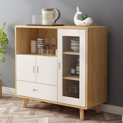 Sideboard a buffet moderno in legno massiccio 38,9 "H con cassetto e armadi