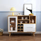 Sideboard a buffet in stile moderno in legno massiccio 35,4 "H con armadio e cassetti