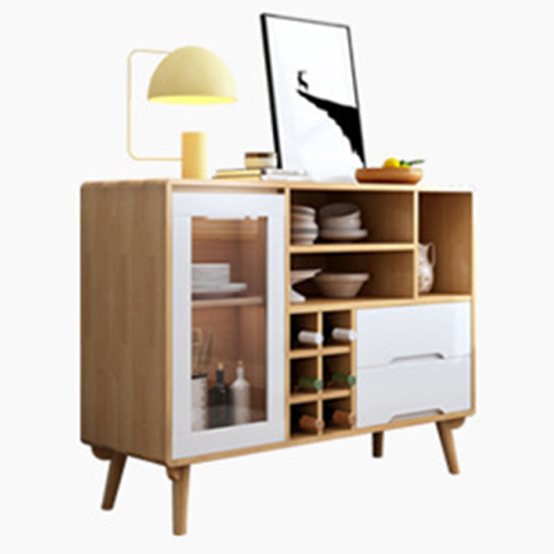 Sideboard a buffet in stile moderno in legno massiccio 35,4 "H con armadio e cassetti