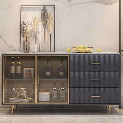 Tavolo di sideboard di pietra di buffet moderna con armadi e armadi