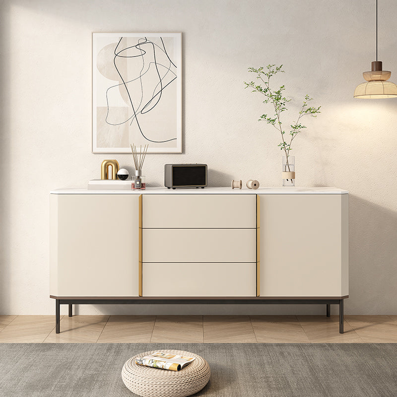 Contemporary Buffet Sideboard Stone Sideboard Table with Cabinets and Cabinets Clearhalo 'buffet_sideboard' 'Buffets & Sideboards' 'furn' 'furn_buffet_sideboard' 'Furniture' 'Kitchen & Dining Furniture' 6347614