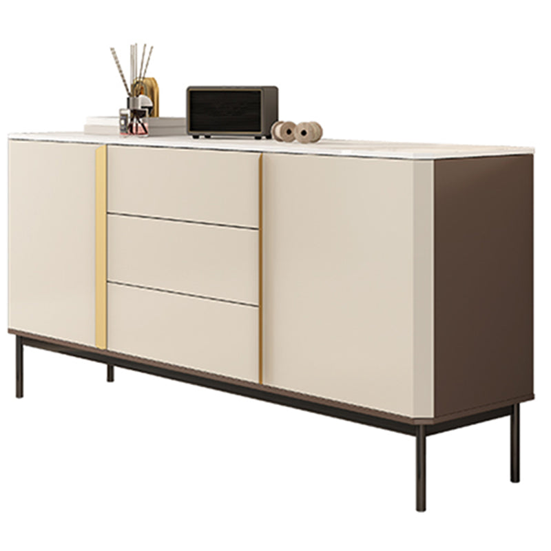 Contemporary Buffet Sideboard Stone Sideboard Table with Cabinets and Cabinets 63"L x 16"W x 33"H Clearhalo 'buffet_sideboard' 'Buffets & Sideboards' 'furn' 'furn_buffet_sideboard' 'Furniture' 'Kitchen & Dining Furniture' 6347615