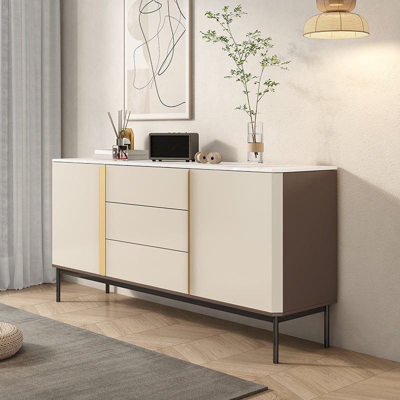 Contemporary Buffet Sideboard Stone Sideboard Table with Cabinets and Cabinets 47"L x 16"W x 33"H Clearhalo 'buffet_sideboard' 'Buffets & Sideboards' 'furn' 'furn_buffet_sideboard' 'Furniture' 'Kitchen & Dining Furniture' 6347616