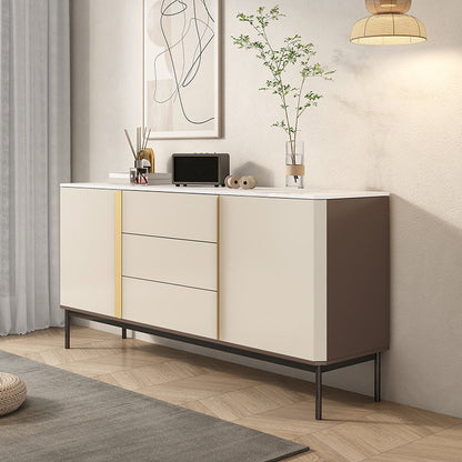 Contemporary Buffet Sideboard Stone Sideboard Table with Cabinets and Cabinets 47"L x 16"W x 33"H Clearhalo 'buffet_sideboard' 'Buffets & Sideboards' 'furn' 'furn_buffet_sideboard' 'Furniture' 'Kitchen & Dining Furniture' 6347616