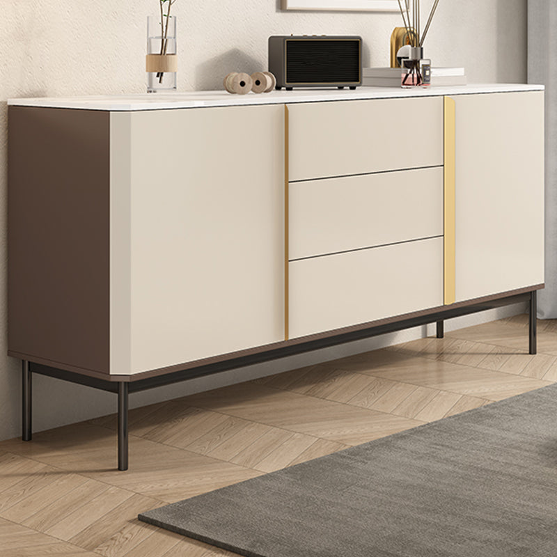 Contemporary Buffet Sideboard Stone Sideboard Table with Cabinets and Cabinets Clearhalo 'buffet_sideboard' 'Buffets & Sideboards' 'furn' 'furn_buffet_sideboard' 'Furniture' 'Kitchen & Dining Furniture' 6347618