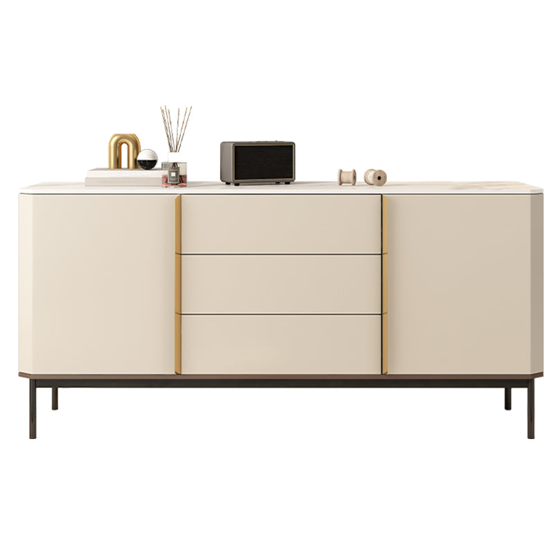 Contemporary Buffet Sideboard Stone Sideboard Table with Cabinets and Cabinets 55"L x 16"W x 33"H Clearhalo 'buffet_sideboard' 'Buffets & Sideboards' 'furn' 'furn_buffet_sideboard' 'Furniture' 'Kitchen & Dining Furniture' 6347619