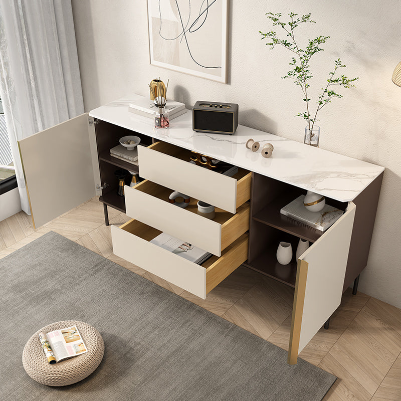 Contemporary Buffet Sideboard Stone Sideboard Table with Cabinets and Cabinets Clearhalo 'buffet_sideboard' 'Buffets & Sideboards' 'furn' 'furn_buffet_sideboard' 'Furniture' 'Kitchen & Dining Furniture' 6347624