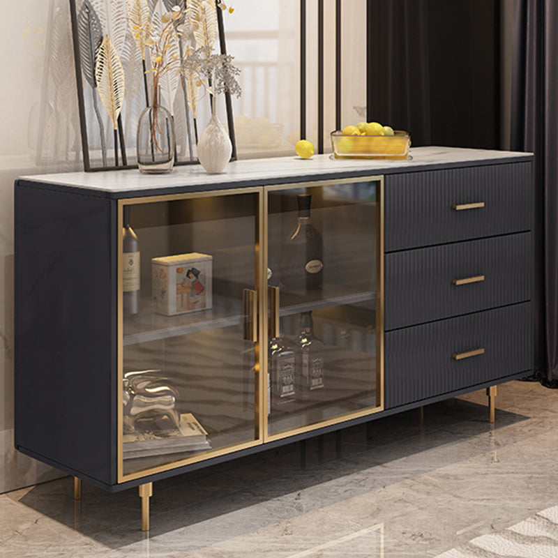 Glam Style Dining Buffet Stone Sideboard with Cabinets and Drawers Clearhalo 'buffet_sideboard' 'Buffets & Sideboards' 'furn' 'furn_buffet_sideboard' 'Furniture' 'Kitchen & Dining Furniture' 6347645