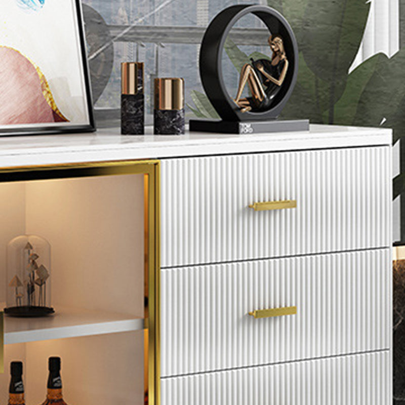 Glam Style Dining Buffet Stone Sideboard with Cabinets and Drawers Clearhalo 'buffet_sideboard' 'Buffets & Sideboards' 'furn' 'furn_buffet_sideboard' 'Furniture' 'Kitchen & Dining Furniture' 6347650