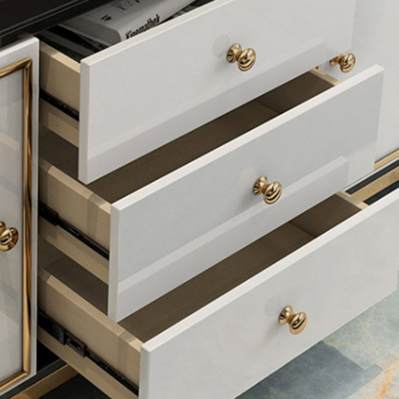Glam Sideboard Buffet 3 cassetti e 2 mobili porte Sideboard specchio
