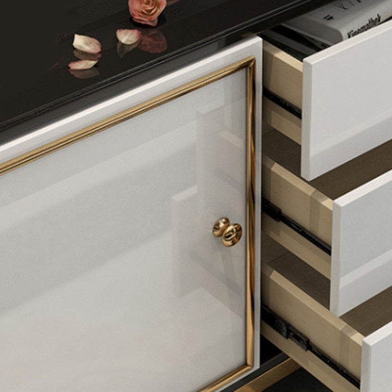 Glam Sideboard Buffet 3 cassetti e 2 mobili porte Sideboard specchio