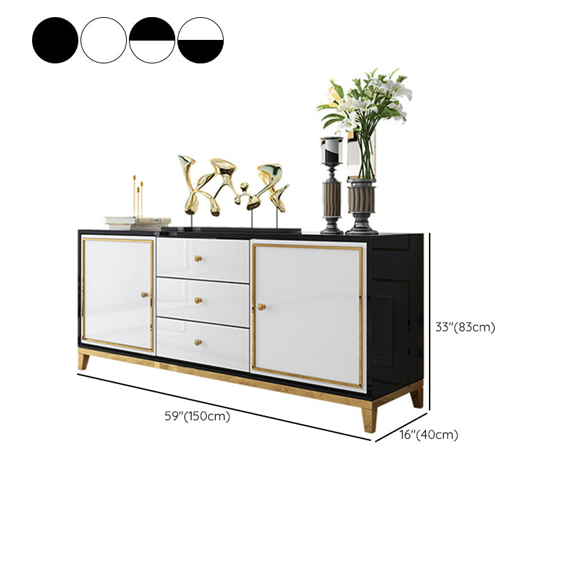 Glam Sideboard Buffet 3 cassetti e 2 mobili porte Sideboard specchio