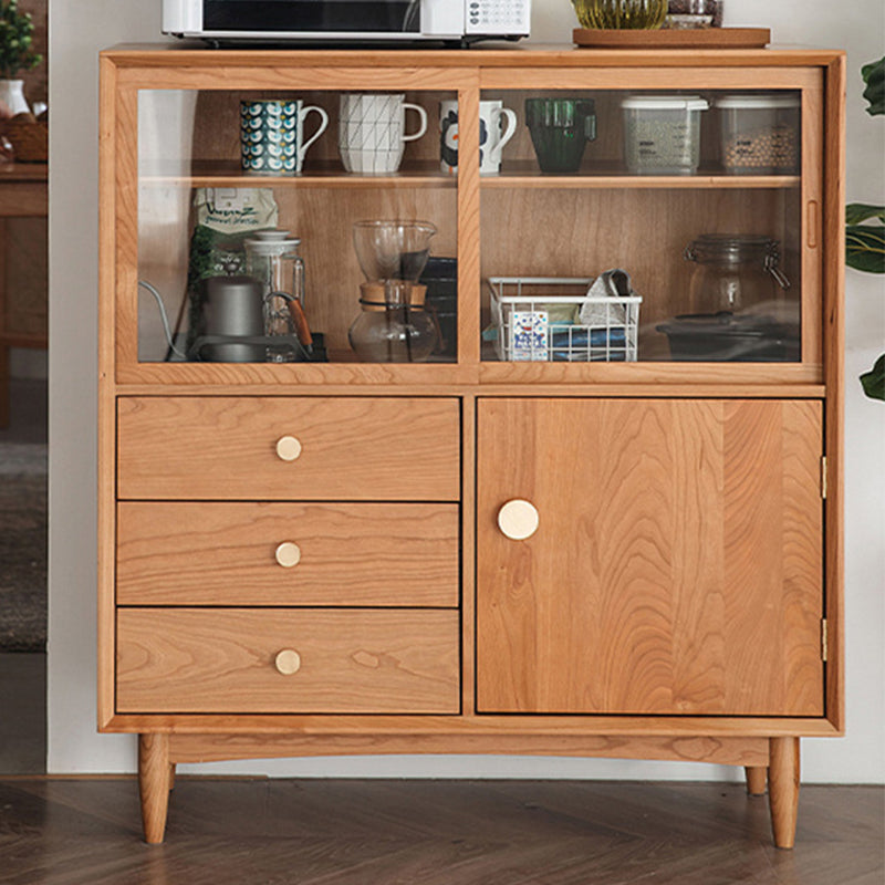 Modern Sideboard Buffet Cabinets Glass Doors Buffet Sideboard 16" W X 39" H Clearhalo 'buffet_sideboard' 'Buffets & Sideboards' 'furn' 'furn_buffet_sideboard' 'Furniture' 'Kitchen & Dining Furniture' 6347741