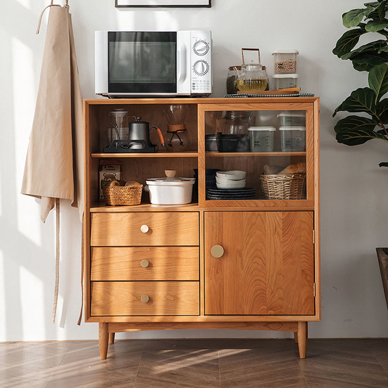 Modern Sideboard Buffet Cabinets Glass Doors Buffet Sideboard 16" W X 39" H Clearhalo 'buffet_sideboard' 'Buffets & Sideboards' 'furn' 'furn_buffet_sideboard' 'Furniture' 'Kitchen & Dining Furniture' 6347746