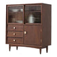 Modern Sideboard Buffet Cabinets Glass Doors Buffet Sideboard 16" W X 39" H Walnut Vertical Glass Clearhalo 'buffet_sideboard' 'Buffets & Sideboards' 'furn' 'furn_buffet_sideboard' 'Furniture' 'Kitchen & Dining Furniture' 6347747