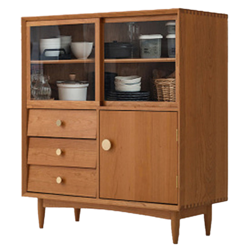 Modern Sideboard Buffet Cabinets Glass Doors Buffet Sideboard 16" W X 39" H Clearhalo 'buffet_sideboard' 'Buffets & Sideboards' 'furn' 'furn_buffet_sideboard' 'Furniture' 'Kitchen & Dining Furniture' 6347749