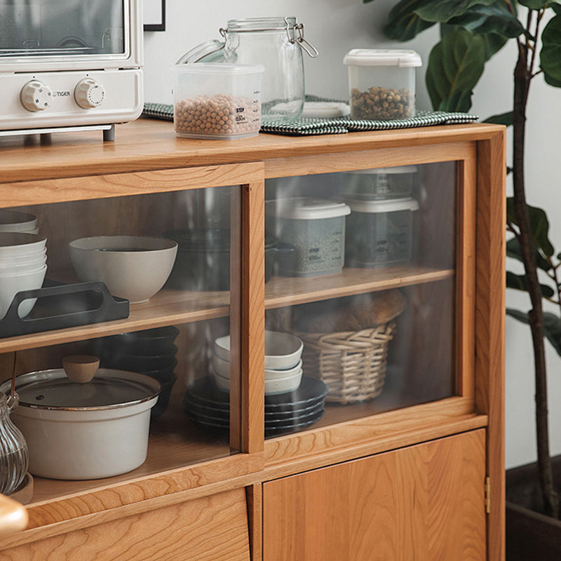 Modern Sideboard Buffet Cabinets Glass Doors Buffet Sideboard 16" W X 39" H Clearhalo 'buffet_sideboard' 'Buffets & Sideboards' 'furn' 'furn_buffet_sideboard' 'Furniture' 'Kitchen & Dining Furniture' 6347750