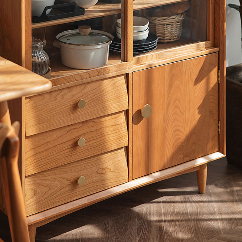 Modern Sideboard Buffet Cabinets Glass Doors Buffet Sideboard 16" W X 39" H Clearhalo 'buffet_sideboard' 'Buffets & Sideboards' 'furn' 'furn_buffet_sideboard' 'Furniture' 'Kitchen & Dining Furniture' 6347751