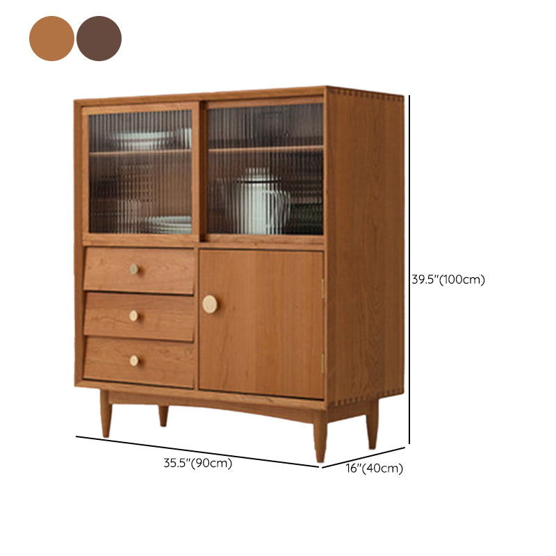 Modern Sideboard Buffet Cabinets Glass Doors Buffet Sideboard 16" W X 39" H Clearhalo 'buffet_sideboard' 'Buffets & Sideboards' 'furn' 'furn_buffet_sideboard' 'Furniture' 'Kitchen & Dining Furniture' 6347756