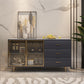 Glam Dining Buffet Stone Sideboard Table with Drawers and Cabinets 47"L x 16"W x 33"H Grey Clearhalo 'buffet_sideboard' 'Buffets & Sideboards' 'furn' 'furn_buffet_sideboard' 'Furniture' 'Kitchen & Dining Furniture' 6347820
