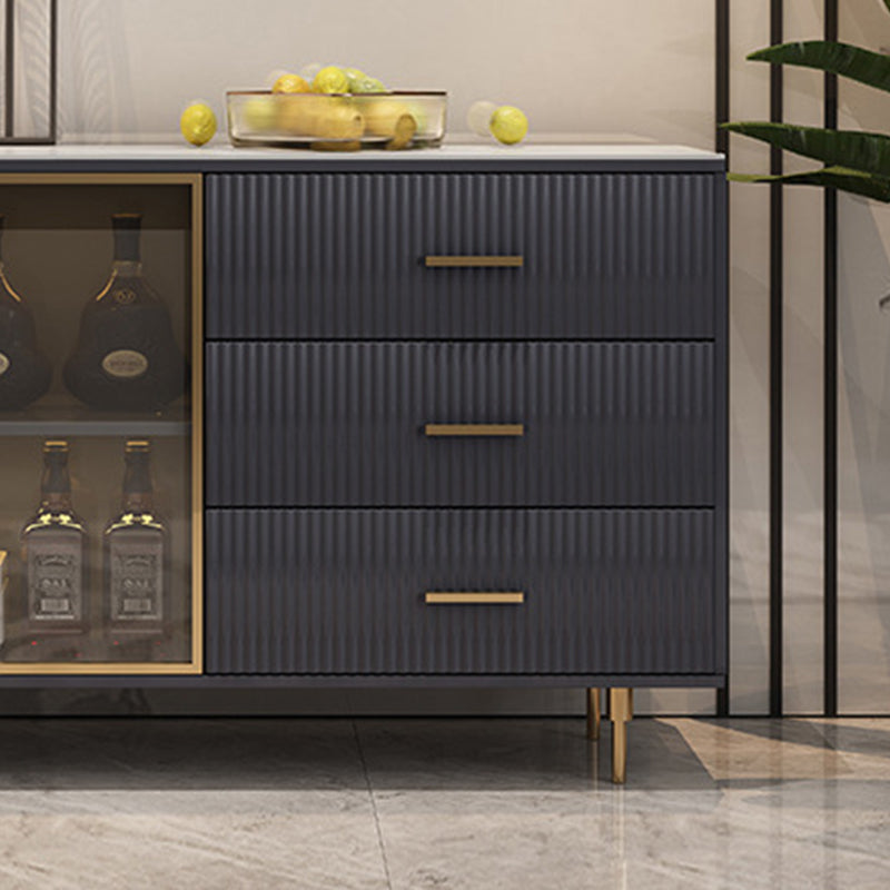 Glam Dining Buffet Stone Sideboard Table with Drawers and Cabinets Clearhalo 'buffet_sideboard' 'Buffets & Sideboards' 'furn' 'furn_buffet_sideboard' 'Furniture' 'Kitchen & Dining Furniture' 6347825