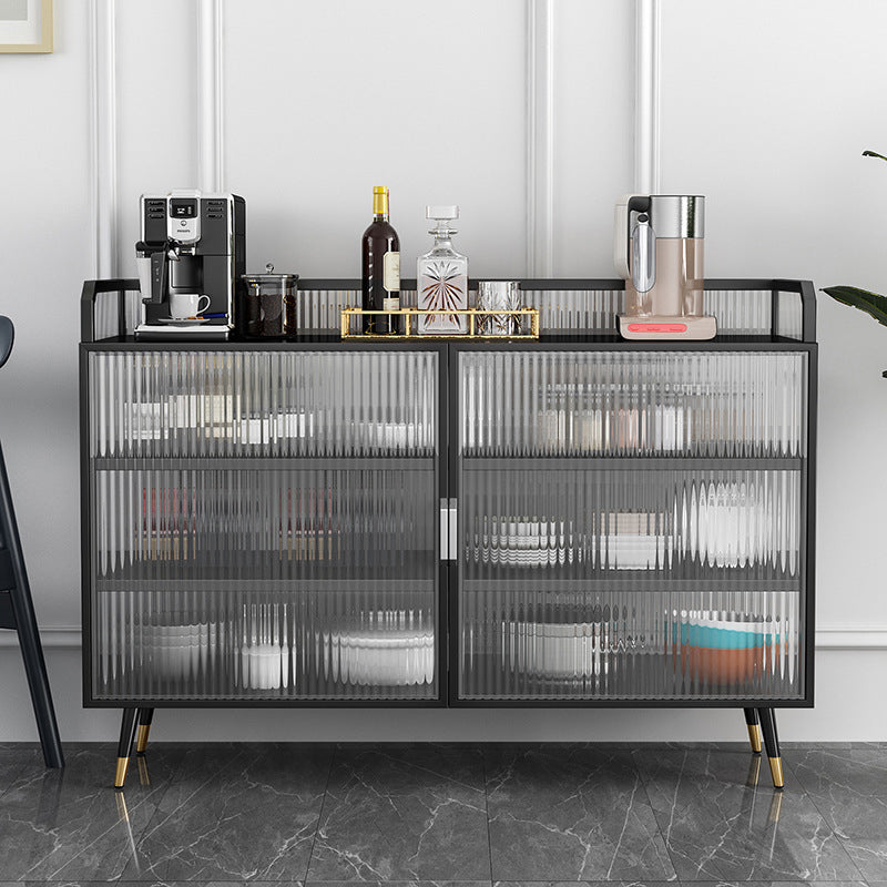 Glam Cabinets Sideboard Buffet Glass Doors Metal Buffet Sideboard Clearhalo 'buffet_sideboard' 'Buffets & Sideboards' 'furn' 'furn_buffet_sideboard' 'Furniture' 'Kitchen & Dining Furniture' 6347879