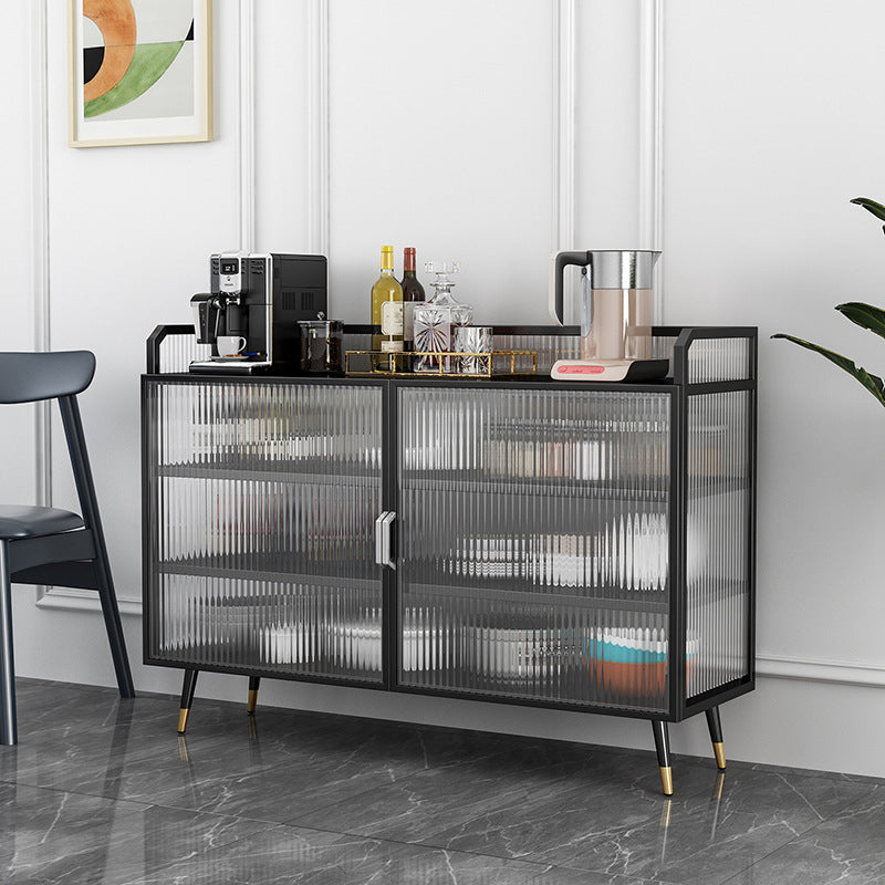 Glam Cabinets Sideboard Buffet Glass Doors Metal Buffet Sideboard Clearhalo 'buffet_sideboard' 'Buffets & Sideboards' 'furn' 'furn_buffet_sideboard' 'Furniture' 'Kitchen & Dining Furniture' 6347881