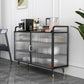 Glam Cabinets Sideboard Buffet Glass Doors Metal Buffet Sideboard Clearhalo 'buffet_sideboard' 'Buffets & Sideboards' 'furn' 'furn_buffet_sideboard' 'Furniture' 'Kitchen & Dining Furniture' 6347882