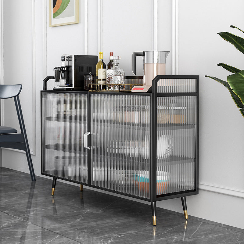 Glam Cabinets Sideboard Buffet Glass Doors Metal Buffet Sideboard Clearhalo 'buffet_sideboard' 'Buffets & Sideboards' 'furn' 'furn_buffet_sideboard' 'Furniture' 'Kitchen & Dining Furniture' 6347882