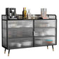 Glam Cabinets Sideboard Buffet Glass Doors Metal Buffet Sideboard 47"L x 14"W x 47"H Clearhalo 'buffet_sideboard' 'Buffets & Sideboards' 'furn' 'furn_buffet_sideboard' 'Furniture' 'Kitchen & Dining Furniture' 6347884