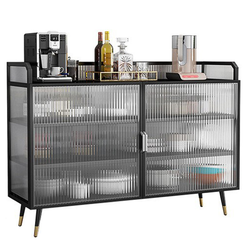 Glam Cabinets Sideboard Buffet Glass Doors Metal Buffet Sideboard 47"L x 14"W x 47"H Clearhalo 'buffet_sideboard' 'Buffets & Sideboards' 'furn' 'furn_buffet_sideboard' 'Furniture' 'Kitchen & Dining Furniture' 6347884