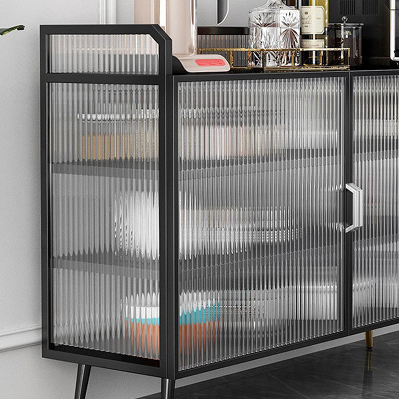 Glam Cabinets Sideboard Buffet Glass Doors Metal Buffet Sideboard Clearhalo 'buffet_sideboard' 'Buffets & Sideboards' 'furn' 'furn_buffet_sideboard' 'Furniture' 'Kitchen & Dining Furniture' 6347886