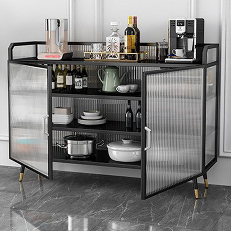 Glam Cabinets Sideboard Buffet Glass Doors Metal Buffet Sideboard Clearhalo 'buffet_sideboard' 'Buffets & Sideboards' 'furn' 'furn_buffet_sideboard' 'Furniture' 'Kitchen & Dining Furniture' 6347889