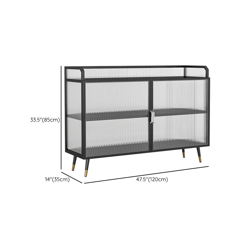 Glam Cabinets Sideboard Buffet Glass Doors Metal Buffet Sideboard Clearhalo 'buffet_sideboard' 'Buffets & Sideboards' 'furn' 'furn_buffet_sideboard' 'Furniture' 'Kitchen & Dining Furniture' 6347891