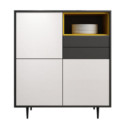 Contemporary Dining Buffet Wood Sideboard with Drawers and Cabinets 31"L x 16"W x 39"H White-Yellow Clearhalo 'buffet_sideboard' 'Buffets & Sideboards' 'furn' 'furn_buffet_sideboard' 'Furniture' 'Kitchen & Dining Furniture' 6347899