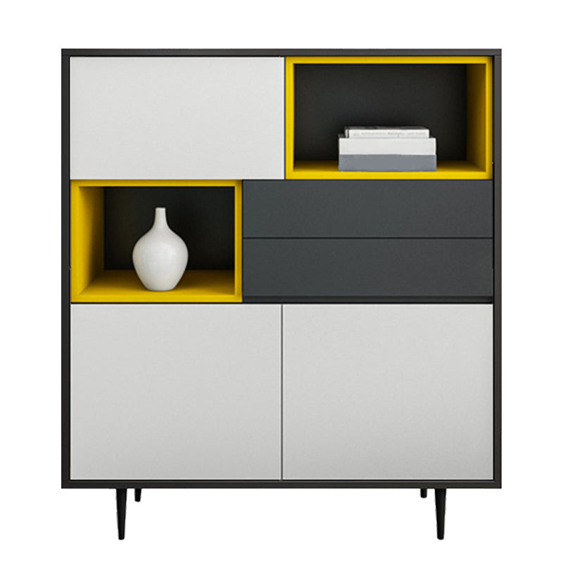 Contemporary Dining Buffet Wood Sideboard with Drawers and Cabinets 39"L x 16"W x 38.5"H White-Yellow Clearhalo 'buffet_sideboard' 'Buffets & Sideboards' 'furn' 'furn_buffet_sideboard' 'Furniture' 'Kitchen & Dining Furniture' 6347901