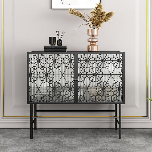Glam Metal Sideboard Porte in vetro a buffet 2 porte a buffet sideboard