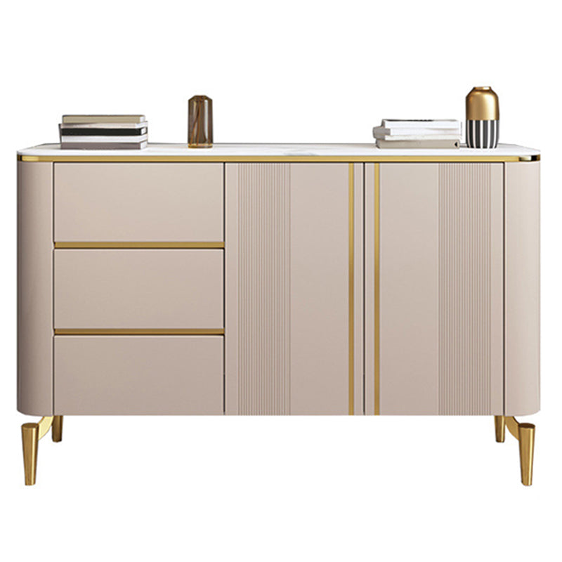 Glam Sideboard Buffet 3 Drawers and 2 Doors Adjustable Shelving Buffet Sideboard Off-White Clearhalo 'buffet_sideboard' 'Buffets & Sideboards' 'furn' 'furn_buffet_sideboard' 'Furniture' 'Kitchen & Dining Furniture' 6347970