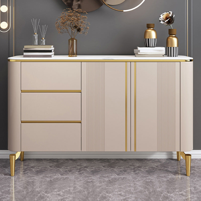Glam Sideboard Buffet 3 Drawers and 2 Doors Adjustable Shelving Buffet Sideboard Clearhalo 'buffet_sideboard' 'Buffets & Sideboards' 'furn' 'furn_buffet_sideboard' 'Furniture' 'Kitchen & Dining Furniture' 6347971