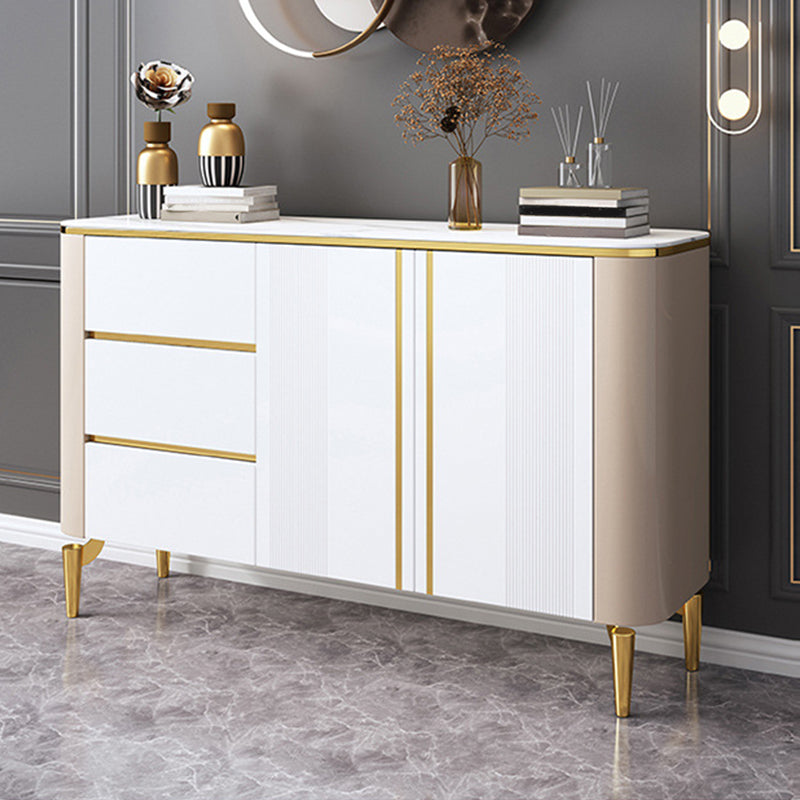 Glam Sideboard Buffet 3 Drawers and 2 Doors Adjustable Shelving Buffet Sideboard Clearhalo 'buffet_sideboard' 'Buffets & Sideboards' 'furn' 'furn_buffet_sideboard' 'Furniture' 'Kitchen & Dining Furniture' 6347972